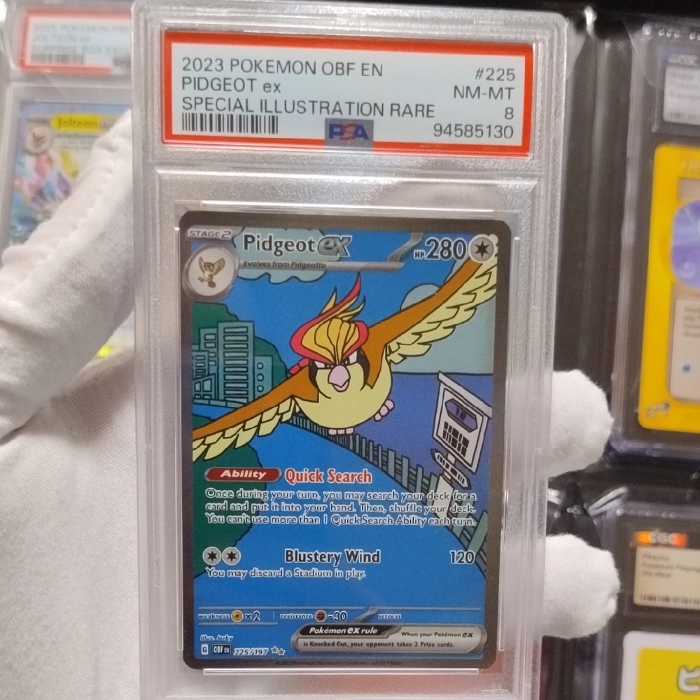 Pidgeot EX Special Illustration Rare Card Graded PSA 8 2023 OBF English